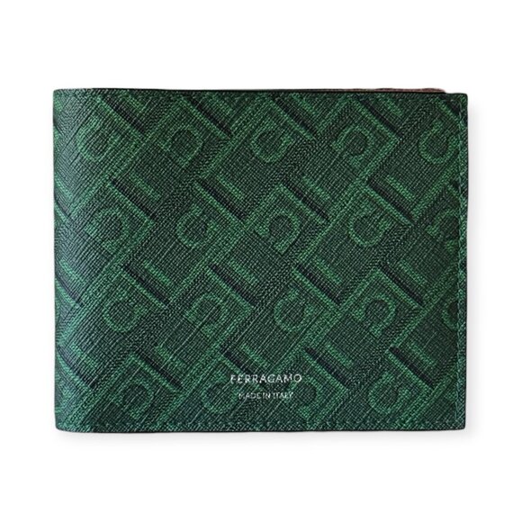Ferragamo Monogram Bifold Wallet | Forest Green | Like New - Picture 2 of 5